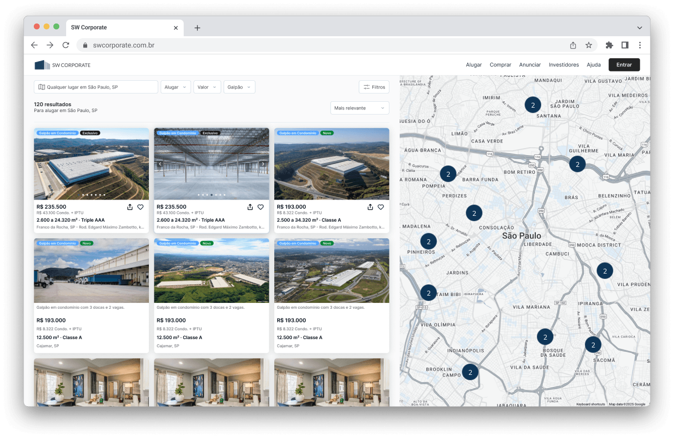 Plataforma SW Corporate - Buscar Galpões